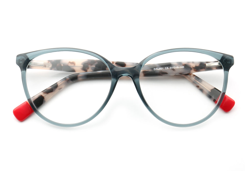 Full Rim Round Women Eyeglasses, Zora Eyeglasses for Women Front View Frey Tortoise Color Frame rom VivGlasses 