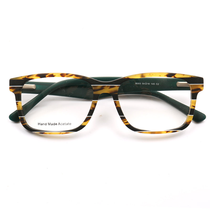 Full Rim Rectangle Men Eyeglasses, Davis Men Eyeglasses Front View Green Color from VivGlasses 