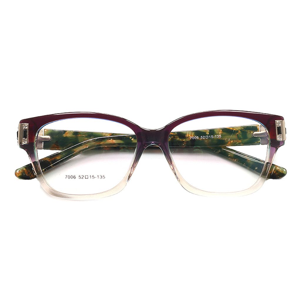 Square Full Rim Women Eyeglasses, Vivian Eyeglasses for Women Front View Purple Tortoise Color Frame from VivGlasses 
